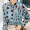 Women's Blouses & Shirts Fall Winter 2021 Women Stand Collar Long Sleeve Polka Dot Chiffon Blouse Plus Size Elegant Autumn Tops Chemise Blus