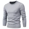 4XL mannen herfst casual effen dikke wol katoenen trui truien outfit mode slim fit O-hals trui 210812