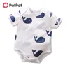 Summer and Spring Baby Whale Allover Short-sleeve Romper One Pieces Rompers & Bodysuits Clothes 210528