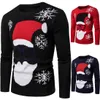 Рождественский свитер Мужская О-шеи Печать Santa Claus Xmas Pullover Повседневная Теплый Потяните Свитер Зимние Ребристые Подол Светные Мужчины 210524