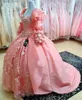 ボレロ3DフローラルアップリケヴィンテージピンクのQuinceaneraドレスvestidos Para XVAñosスイート16 PROM Gowns Robe de Soire