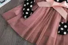 Dziewczynek Długie Rękawy Dress Zima Jesień Dzieci Polka Dots A-Line Birthday Party Suknia Ball Dzieci Odzież 211231