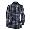 Foridol plaid vintage wool blend coat women autumn winter black pockets slim knitted tweed coat ladies office business coat 210415