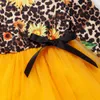 2022 toddler girl clothes leopard print kids fall clothing baby girls sunflower dresses infant ruffle tutu dress yellow long sleeve