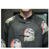 남자 재킷 m-5xl 플러스 사이즈 남자 스탠드 칼라 느슨한 그림 재킷 xxxxxl 용 후드 중국 전통 개구리 버튼 풀오버
