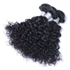 Mongólia Jerry Curl Human Hairts 3 Pacotes de cor natural Extensões de cabelo não Remy