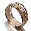 Leopardo envoltório pulseiras para mulheres multicamadas largamente chita cópia pulseira com fivela magnética charme de jóias