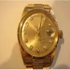 Orologio da polso di lusso Mens Solid 18k Yellow Gold Day Date President Watch Champagne Diamond mens orologi meccanici automatici montre de luxe