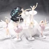 装飾的なオブジェクト置物3個のバレエガールダンスELF像ケーキ飾り結婚式の装飾ミニチュアクラフトミニガーデン妖精装飾D
