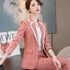 Pantaloni professionali Suit Autunno Inverno High-end Fashion Temperament Plaid Jacket Business Interview Work Wear 210604