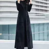 LAUTARO Kış Uzun Siyah Yumuşak Sıcak Faux Kürk Kadın Hood Ile Uzun Kollu Slim Fit Maxi Kabarık Kore Moda 211018