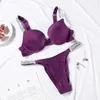 Sexy VS rhinestone letters underwear women's suit gather girls comfortable bra set rhinestone lingerie pink Q0705210G