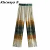 Klacwaya Za Women 2021 Summer Tie Dye Pants Female High Waist Wide Leg Clothing Straight Pants Chic Woman Trouser Pantalones Q0801