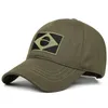 100% algodão chegada chapéus militares bordado bandeira do brasil boné equipe masculino bonés de beisebol força do exército selva caça cap213z