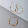 3pcs/sets New Trendy Gold Color Alloy Metal Bracelets for Women Hollow Geometric Adjustable Jewelry Accessories