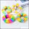 Hair Accessories Baby, Kids & Maternity Ponytail Holder Scrunchy Elastic Band Rainbow Plush Hairbands For Women Girl Ties Ropes Winter Hairb