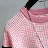 Shintimes Short Sleeve Tröja Kvinnor Striped Top Plaid Stickad Bomull Koreansk Stil Kvinna Kläder Camisetas Mujer Pull Femme 210806