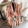 Moda de luxo lenços animais inverno cavalo cachecol cashmere feminino design impressão grosso quente cobertor xale e envoltório bufanda luxo pashmina estolas