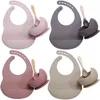 Baby redskap Matkvalitet Silikon Bibs Platta Non-Silp Sug Bowl Kids Porslin Vattentät Bib BPA Gratis Spoon Säker Material 185 B3