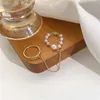 1/3 / 5pcs mode imitation pärla ringar för kvinnor guld färg runda våg geometriska öppna fingerringar set bröllopsfest smycken q0708