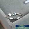 Luxe vrouwelijke kleine ronde steen ring real 925 sterling zilver verlovingsring kristal solitaire trouwringen voor vrouwen fabriek prijs expert ontwerp kwaliteit laatste