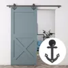 2022 new Black Steel Interior Sliding Barn Door Hardware Track Kit Antique Anchor Hanger Roller 6.6FT