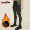 Svart pu faux läder leggings varm höst bantning sträcka med hög midja avslappnad grundläggande byxor tights för kvinnor plus storlek 211215