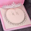 2021 Bride Diaries Wedding Accessories Simulated Pearl Tiara Crown Earrings Necklaces Set Silver Plated Bridal Jewelry Sets