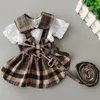 Dog Collars & Leashes Sweet Plaid Skirt Pet Check With Leash Delicate Skin-friendly Comfortable SuppliesDog