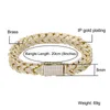 Link Chain Hip Hop Micro Paled Cubic Zirconia Bling Iced Out Cube Armband For Men Rapper Jewelry Gift Gold Silver Color Trum22