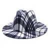 2022 stile vintage stampa a strisce cappello Fedora a tesa larga Panama uomo donna ballerino di strada cappello di feltro Jazz Sombreros De Mujer