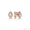 Larmes brillantes Stud Boucles d'oreilles Boîte d'origine pour Pandora 925 Sterling Silver Gold / Rose gold plated Tear drop Boucles d'oreilles Femmes Cadeaux de Noël