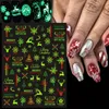 Fluorescence Nail Art Stickers Christmas Theme Glow In The Dark Luminous Nails Sticker Snowflake Elk Tree Design Adhesive Manicure For Christmas's Gift