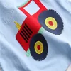 Hoppmätare Pojkar Bomullstoppar för sommar Barnkläder Säljer Stripe Applique Tractor Kids T Shirts 210529