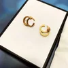 Chic Charm Stud Earring Women Gold Eardrop Vintage Hollow Letter Earrings Personality Party Jewelry With Box Package 348s