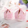 Opakowanie prezentów 50pcs Hexagon Dragee Candy Box Kraft Wedding Favor Favor Boxes Pie Party Work Ekologiczne torby