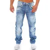 Proste dżinsy Mężczyźni Wysoka talia Jean Wiosna Lato Boyfriend Jeans Streetwear Loose Designer Cacial Designer Długi Dżinsowy Spodnie Spodnie 211120
