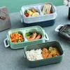 Lunchbox Bento Box för skolbarn Kontorsarbetare 3Layers Microwae Uppvärmning Lunchbehållare Mat Förvaring Box 210818