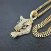 Collana di lusso mens 18k oro intarsiato con strass austriaco smeraldo tigre gioielli gioielli