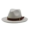 Fedora Hats для мужчин сплошные формальные платья церковь свадьба широкий краевые войлочные шляпы зима осень осень хаки бежевый ремень пряжка джазовые колпачки мужчины