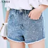 Minimalism Summer Women's Shorts Streetwear Embroidery Straight Pants Causal 100%cotton Jeans 11970268 210527