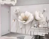 カスタム3Dの花の壁紙ノルディックエレガントな花の大理石のテクスチャ家の装飾リビングルームの寝室のキッチンの壁紙壁画の壁紙
