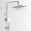 Bathroom chuveiro conjunto de banheira cromada prateada Torda de parede Termostática Digital Spa Full Spa Rainfall Tap Square Head Toreloiras