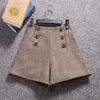 Short Mujer Korean Woolen Shorts Women Winter Loose Wide Leg Feminino Autumn Zipper Pocket Buttons 7435 50 210719