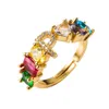 Kimter Moda Kolorowe Kryształ Pierścień Unikalny Design 26 Alfabet List Open Pierścienie Regulowane Kobiety Nazwa Wedding Q189FZ
