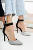 Dress Shoes Black Suede Silver Heels Season Modern Design Fine Detail High Heel Sexy Women's Fashion