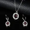 Boucles d'oreilles collier mode luxe mariée diamants pendentif pour femmes mariages charme rubis tour de cou ensemble de bijoux accessoires cadeau