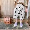 Spring Summer korean style baby girls fashion dot printed knee length pants kids cotton thin loose shorts 210708