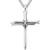 Collier pendentif croix clou et corde en acier inoxydable pour hommes