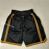 Mens Team Basketball Short Los Angeles Yellow Purple Black Sport Stitched Shorts Hip Pop Pants With Pocket Zipper Sweatpants In Size S- Size 2XL